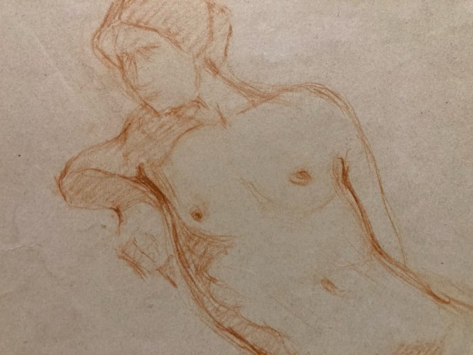 Dessin Sanguine Nu Nue Pierre LAPRADE Papier Femme Atelier Modèle Art Deco 1950