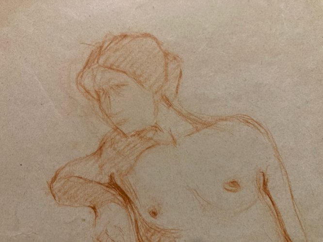 Dessin Sanguine Nu Nue Pierre LAPRADE Papier Femme Atelier Modèle Art Deco 1950