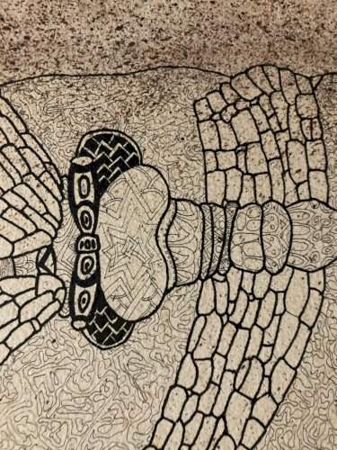 Dessin Squelette Insecte 1960 Curiosité Art Encre Surréaliste Ancien