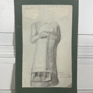Dessin statue chaldéenne trouvée à Tello par M. de Sarzec L1044