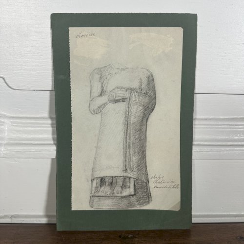 Dessin statue chaldéenne trouvée à Tello par M. de Sarzec L1044