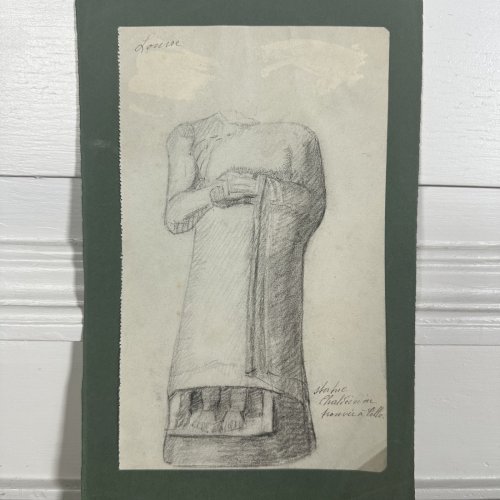 Dessin statue chaldéenne trouvée à Tello par M. de Sarzec L1044