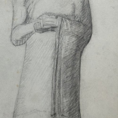 Dessin statue chaldéenne trouvée à Tello par M. de Sarzec L1044