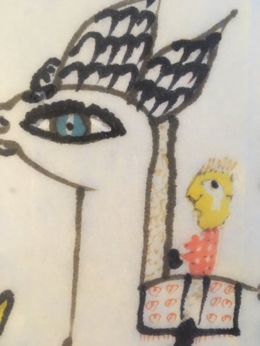 Dessin Sur Mouchoir  Féerique Art Brut Outsider 2002 Joâo Lourenço