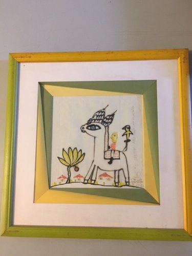 Dessin Sur Mouchoir  Féerique Art Brut Outsider 2002 Joâo Lourenço