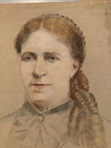 Dessin Sur Papier Portrait Gouache Femme Art Deco Ancien 1935 A Identifier