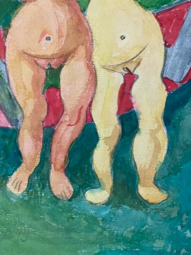 Dessin Surréaliste Gouache Papier Jacques Allonsius 1979 Nymphes Maya