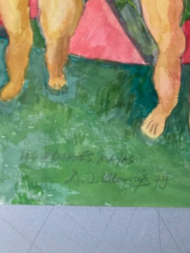 Dessin Surréaliste Gouache Papier Jacques Allonsius 1979 Nymphes Maya