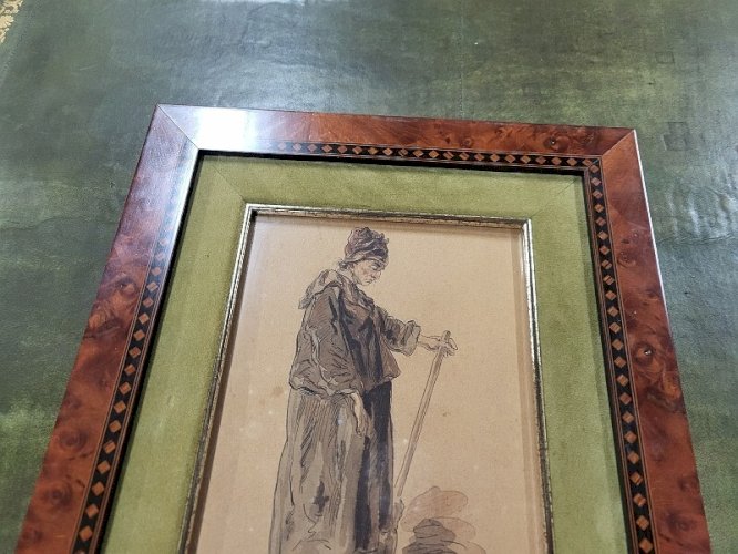 DESSIN TABLEAU DE GAVARNI SULPICE GUILLAUME 1804-1866 GOUTTE AU NEZ