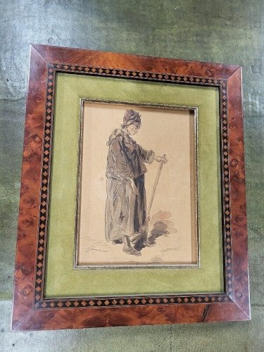 DESSIN TABLEAU DE GAVARNI SULPICE GUILLAUME 1804-1866 GOUTTE AU NEZ