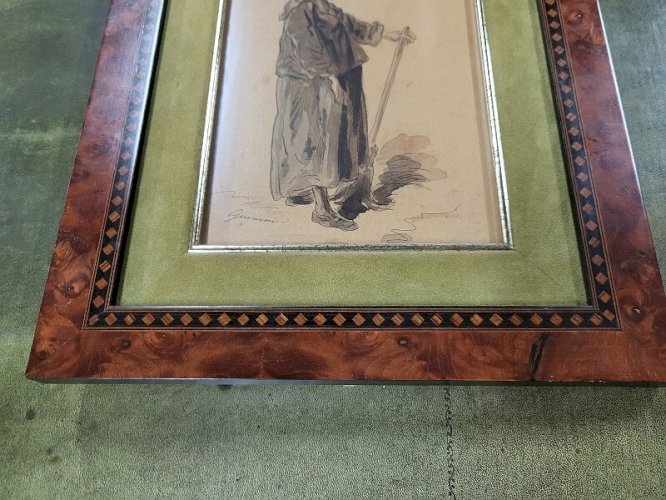 DESSIN TABLEAU DE GAVARNI SULPICE GUILLAUME 1804-1866 GOUTTE AU NEZ
