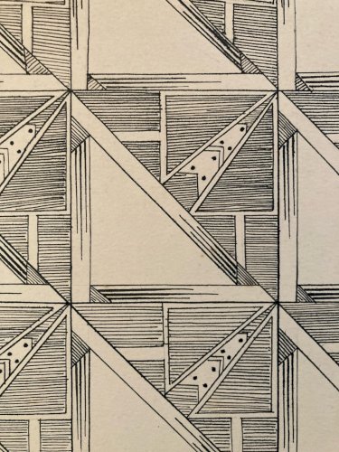 Dessin Triangle Encre 1950 Original Art Deco Motif Crayon Papier Ancien XXe