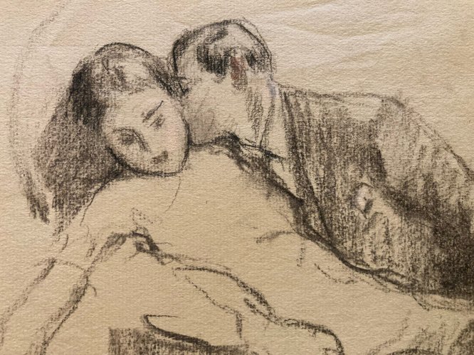 Dessin William Ablett Ancien Crayon Papier Femme classique 1920 Drawing Art Deco