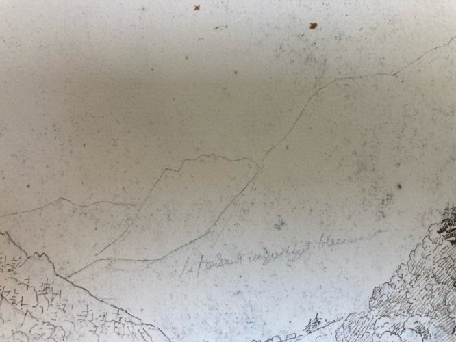 Dessin XIXe 1820 Encre Crayon Montagne Le Mole Grotte De Balme Ancien