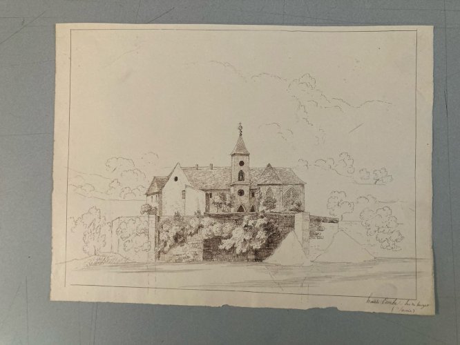Dessin XIXe 1830 Abbaye Royale Hautecombe Lac Du Bourget Saint Pierre Curtille