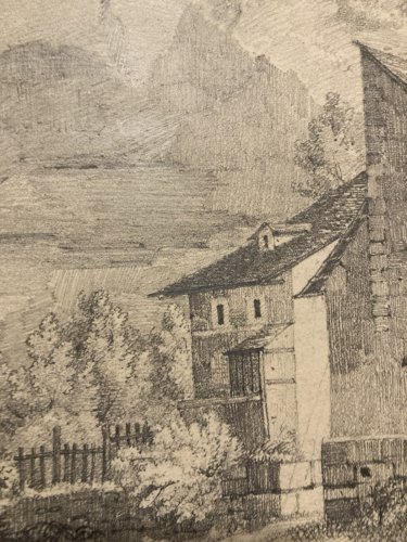 Dessin XIXe 1830 Crayon A Identifier Porte De Bourguillon À Fribourg Suisse