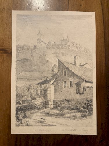 Dessin XIXe 1830 Crayon A Identifier Porte De Bourguillon À Fribourg Suisse