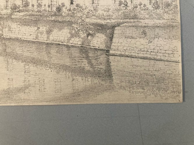 Dessin XIXe 1830 Crayon Art Ancien Château Fort Loire? A Identifier