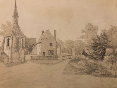 Dessin XIXe 1830 Crayon Savoie ? Village A Identifier Montagne Art Ancien