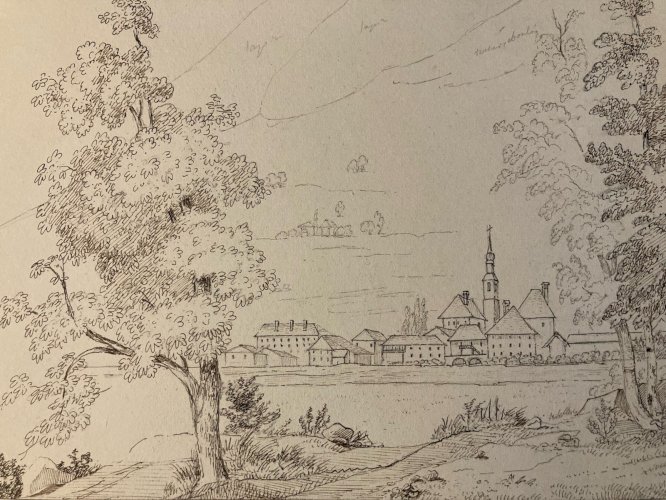 Dessin XIXe 1830 Encre A Identifier P Chamonix Ancien Arbre Mont Blanc