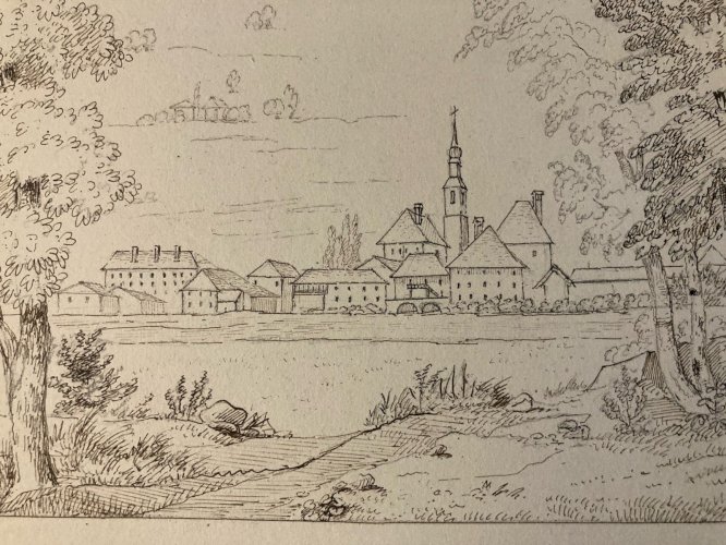 Dessin XIXe 1830 Encre A Identifier P Chamonix Ancien Arbre Mont Blanc