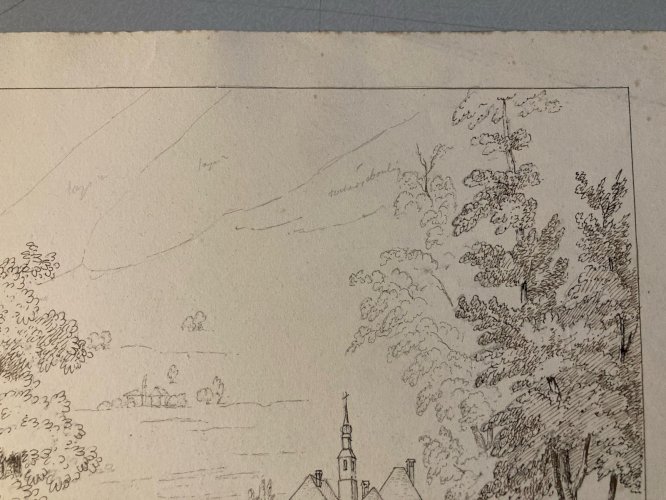 Dessin XIXe 1830 Encre A Identifier P Chamonix Ancien Arbre Mont Blanc