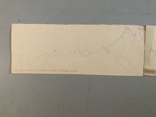 Dessin XIXe 1830 Massif Du Mont Blanc Drawing Italie Chamonix Crayon Montagne
