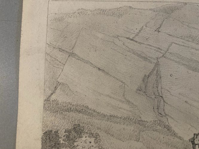 Dessin XIXe 1830 Passage Des Échelles Saint Christophe Crayon Montagne Savoie