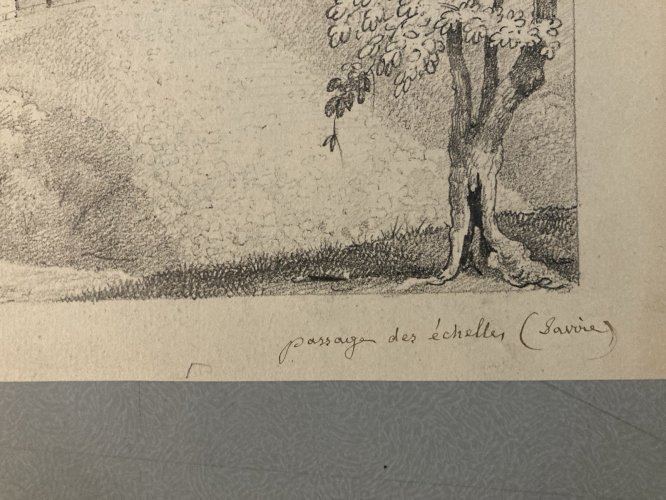 Dessin XIXe 1830 Passage Des Échelles Saint Christophe Crayon Montagne Savoie