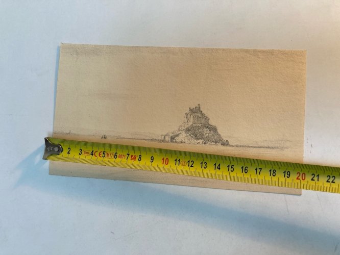 Dessin XIXe 1830 Vue Du Mont Saint Michel Art Église Cathédrale Ancien Mer Océan