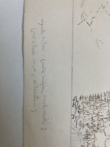 Dessin XIXe 1850 Encre A Identifier Les Aiguilles Dorées Mont Blanc