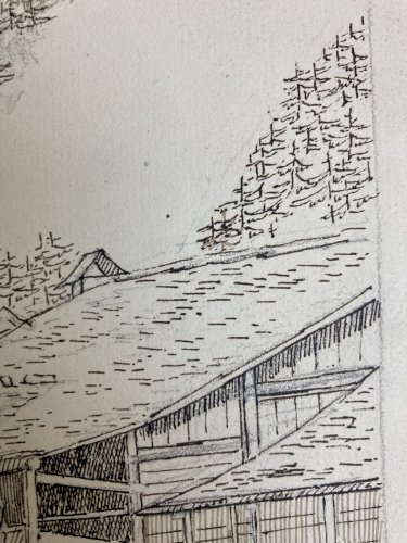 Dessin XIXe 1850 Encre A Identifier Les Aiguilles Dorées Mont Blanc