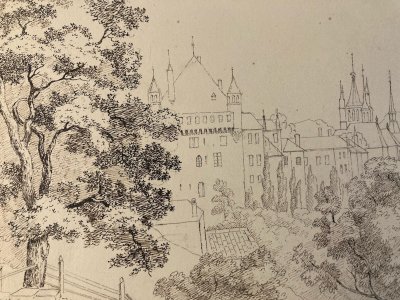 Drawing XIX 1850 Ink To Identify Landscape Lausanne Old Tree Art