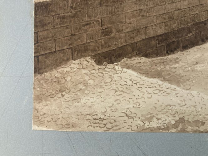 Dessin XIXe 1850 Encre Lavis Ancien Mer Phare Ocean Marine Art Bateau