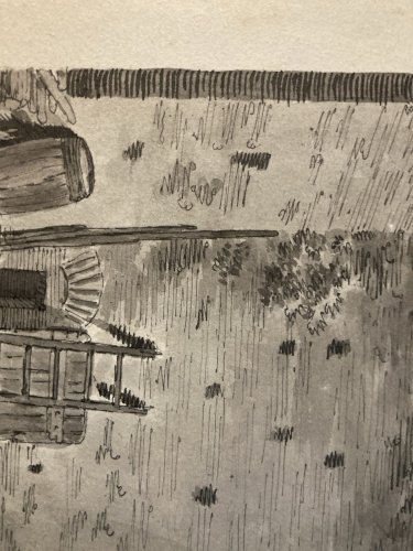 Dessin XIXe 1850 Encre Lavis Étude Ancien Maison Architecture Classique Art