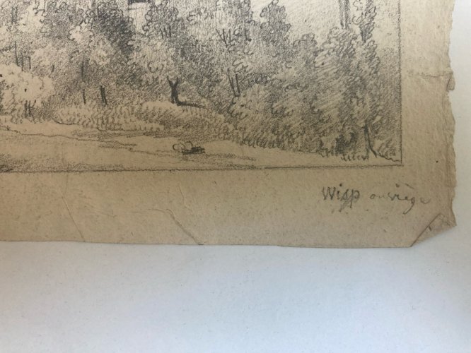 Dessin XIXe 1850 Visp Viege Brig Suisse Village Ancien A Identifier Art