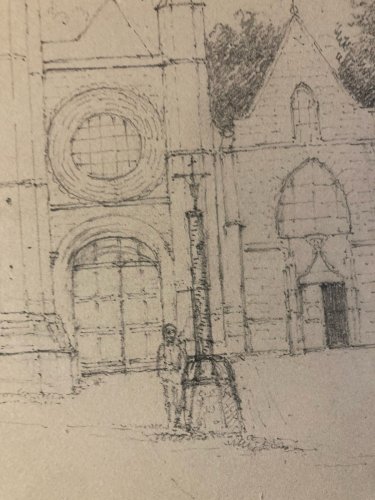 Dessin XIXe 1865 crayon Paysage Saint Valery Sur Somme Ancien Art