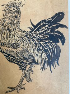 Drawing 19th century Rooster Hen Animal Animals Antique Ink Painting To Identify Art