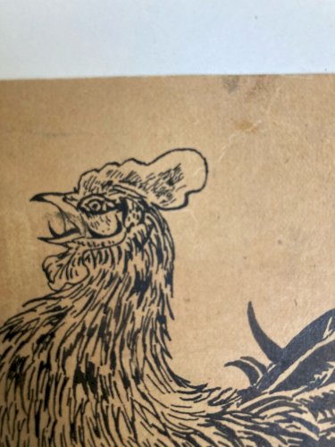 Dessin XIXe Coq Poule Animal Animaux Ancien Encre Peinture A Identifier Art