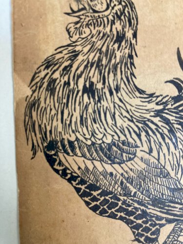Dessin XIXe Coq Poule Animal Animaux Ancien Encre Peinture A Identifier Art