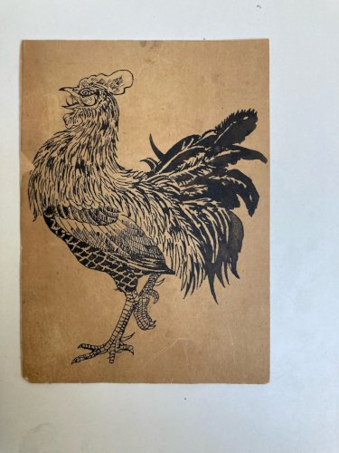 Dessin XIXe Coq Poule Animal Animaux Ancien Encre Peinture A Identifier Art