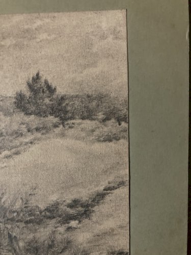 Dessin XIXe Crayon naturalisme symbolisme Paysage Femme Enfant Berger Art