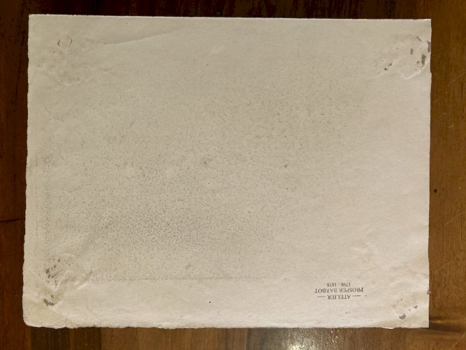 Dessin XIXe Crayon Prosper Barbot Art Ancien Tampon Paysage Maison Moulin