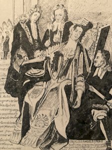 Dessin XIXe Encre Lavis Ancien Drawing Art Saignée Médecin Old Roi Reine Science