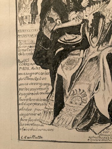 Dessin XIXe Encre Lavis Ancien Drawing Art Saignée Médecin Old Roi Reine Science