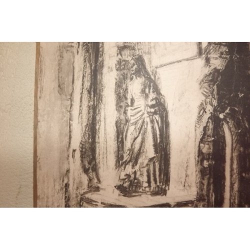 Dessins aux crayons 19 ème «intérieur Maison»