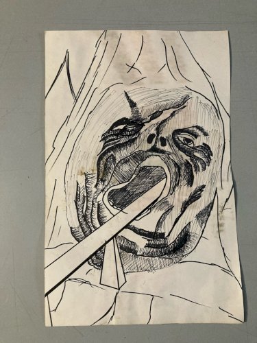 Dessins Surréaliste  Encre 1990 Route Portrait A Identifier Surréalisme Art