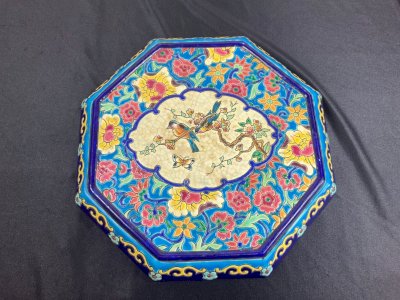 Dessous de plat motifs d oiseaux et fleurs  - Emaux de Longwy - décor par AK