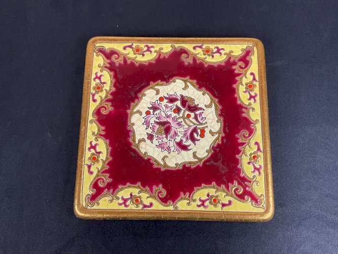 Dessous de plat motifs fleurs  - Emaux de Longwy -