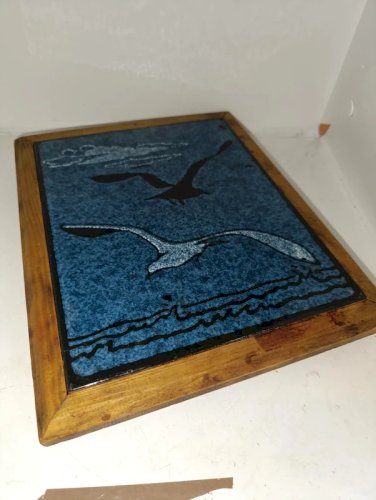 dessous de plat vintage en ceramique à decor doiseaux en bon etat